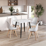 5-Piece Dining Set - 110cm Rectangular Sintered Stone Table and 4 Tulip Chairs with Wooden Legs