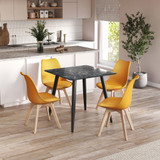 5-Piece Dining Set - 110cm Rectangular Sintered Stone Table and 4 Tulip Chairs with Wooden Legs