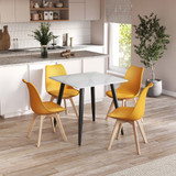 5-Piece Dining Set - 110cm Rectangular Sintered Stone Table and 4 Tulip Chairs with Wooden Legs