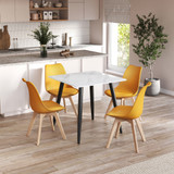 5-Piece Dining Set - 110cm Rectangular Sintered Stone Table and 4 Tulip Chairs with Wooden Legs