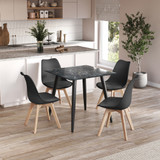 5-Piece Dining Set - 110cm Rectangular Sintered Stone Table and 4 Tulip Chairs with Wooden Legs