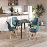 5-Piece Dining Set - 110cm Rectangular Sintered Stone Table and 4 Tulip Chairs with Wooden Legs