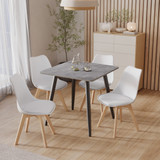 5-Piece Dining Set - 110cm Rectangular Sintered Stone Table and 4 Tulip Chairs with Wooden Legs