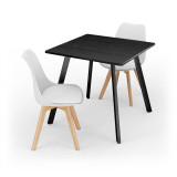 3-Piece Modern Dining Set - 80cm Square Table and 2 Tulip Chairs with Wooden Legs