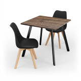 3-Piece Modern Dining Set - 80cm Square Table and 2 Tulip Chairs with Wooden Legs