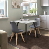 3-Piece Modern Dining Set - 80cm Square Table and 2 Tulip Chairs with Wooden Legs