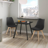 3-Piece Modern Dining Set - 80cm Square Table and 2 Tulip Chairs with Wooden Legs