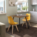 3-Piece Modern Dining Set - 80cm Square Table and 2 Tulip Chairs with Wooden Legs