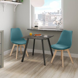 3-Piece Modern Dining Set - 80cm Square Table and 2 Tulip Chairs with Wooden Legs