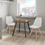 3-Piece Modern Dining Set - 80cm Square Table and 2 Tulip Chairs with Wooden Legs