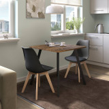 3-Piece Modern Dining Set - 80cm Square Table and 2 Tulip Chairs with Wooden Legs
