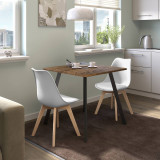 3-Piece Modern Dining Set - 80cm Square Table and 2 Tulip Chairs with Wooden Legs