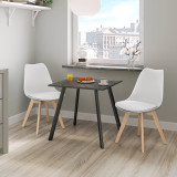 3-Piece Modern Dining Set - 80cm Square Table and 2 Tulip Chairs with Wooden Legs
