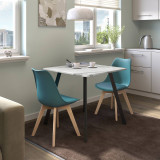 3-Piece Modern Dining Set - 80cm Square Table and 2 Tulip Chairs with Wooden Legs