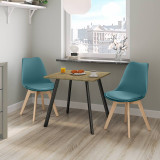 3-Piece Modern Dining Set - 80cm Square Table and 2 Tulip Chairs with Wooden Legs