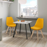 3-Piece Modern Dining Set - 80cm Square Table and 2 Tulip Chairs with Wooden Legs