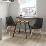 3-Piece Modern Dining Set - 80cm Square Table and 2 Tulip Chairs with Wooden Legs
