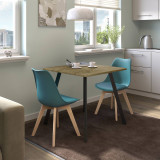 3-Piece Modern Dining Set - 80cm Square Table and 2 Tulip Chairs with Wooden Legs
