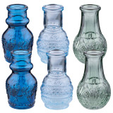 3pc Embossed Glass Mini Decorative Vases