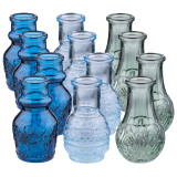 3pc Embossed Glass Mini Decorative Vases
