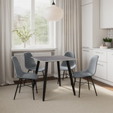 5-Piece Dining Set - 80cm Square Sintered Stone Table and 4 Chairs with Metal Legs