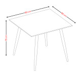 5-Piece Dining Set - 80cm Square Sintered Stone Table and 4 Chairs with Wood-Effect Legs