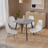 5-Piece Dining Set - 80cm Square Sintered Stone Table and 4 Chairs with Wood-Effect Legs