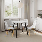5-Piece Dining Set - 80cm Square Sintered Stone Table and 4 Chairs with Wood-Effect Legs