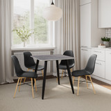 5-Piece Dining Set - 80cm Square Sintered Stone Table and 4 Chairs with Wood-Effect Legs