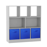 Asymmetrical 8 Cube Bookcase Unit w/ 3 Drawer Inserts