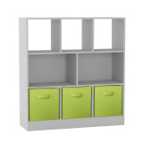 Asymmetrical 8 Cube Bookcase Unit w/ 3 Drawer Inserts
