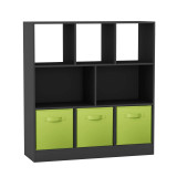 Asymmetrical 8 Cube Bookcase Unit w/ 3 Drawer Inserts