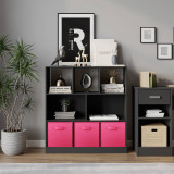 Asymmetrical 8 Cube Bookcase Unit w/ 3 Drawer Inserts
