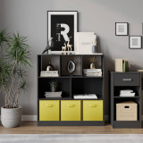 Asymmetrical 8 Cube Bookcase Unit w/ 3 Drawer Inserts