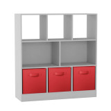 Asymmetrical 8 Cube Bookcase Unit w/ 3 Drawer Inserts