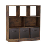 Asymmetrical 8 Cube Bookcase Unit w/ 3 Drawer Inserts