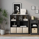 Asymmetrical 8 Cube Bookcase Unit w/ 3 Drawer Inserts