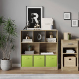 Asymmetrical 8 Cube Bookcase Unit w/ 3 Drawer Inserts