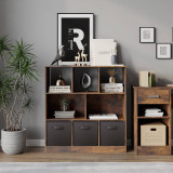 Asymmetrical 8 Cube Bookcase Unit w/ 3 Drawer Inserts