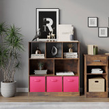 Asymmetrical 8 Cube Bookcase Unit w/ 3 Drawer Inserts