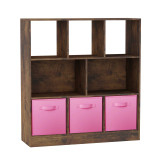 Asymmetrical 8 Cube Bookcase Unit w/ 3 Drawer Inserts