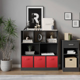 Asymmetrical 8 Cube Bookcase Unit w/ 3 Drawer Inserts