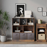 Asymmetrical 8 Cube Bookcase Unit w/ 3 Drawer Inserts