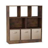 Asymmetrical 8 Cube Bookcase Unit w/ 3 Drawer Inserts