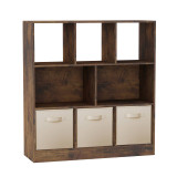 Asymmetrical 8 Cube Bookcase Unit w/ 3 Drawer Inserts