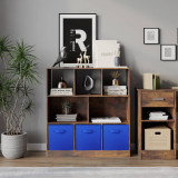 Asymmetrical 8 Cube Bookcase Unit w/ 3 Drawer Inserts