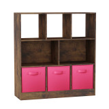 Asymmetrical 8 Cube Bookcase Unit w/ 3 Drawer Inserts