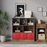 Asymmetrical 8 Cube Bookcase Unit w/ 3 Drawer Inserts