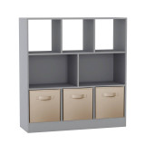 Asymmetrical 8 Cube Bookcase Unit w/ 3 Drawer Inserts