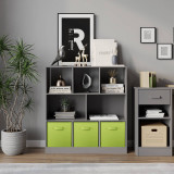 Asymmetrical 8 Cube Bookcase Unit w/ 3 Drawer Inserts